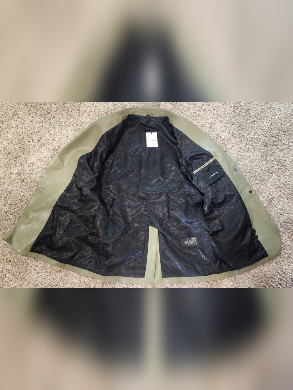 Coach Green Lambskin Leather Blazer Oversized Jacket Small New With Tags CQ220 - Picture 9 of 15